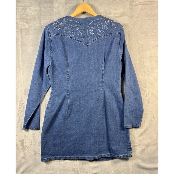 Avec Les Filles Western Embroidered Denim Minidress Size 14 Woman’s Cowgirl - Picture 11 of 11